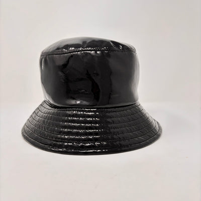 8 Stitches Black Patent Rain Hat