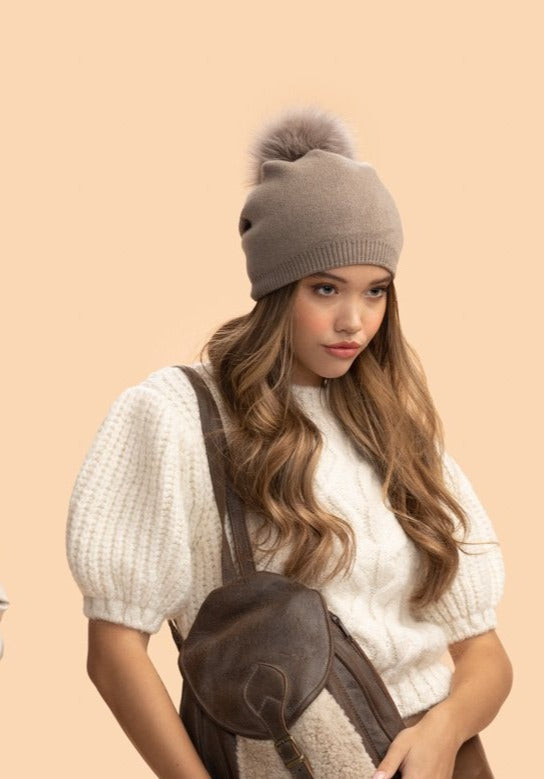 Classy Cashmere Detachable Faux Fur Pom