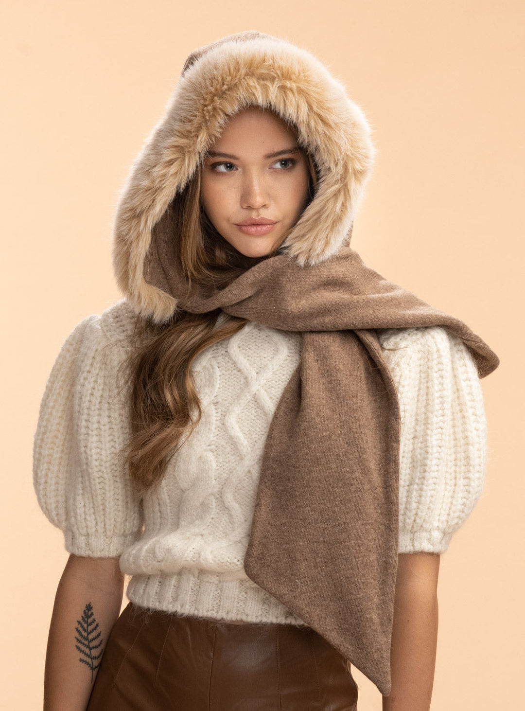 Chelsea Wool & Faux Fur Hood Wrap